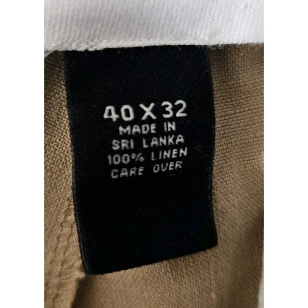 Jos A Bank Pants Mens 40 Beige Linen Travelers Pleated Cuffed